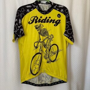 WEIMOSTAR “Riding Skeleton” Cycling Jersey – Yellow/Black (XL)